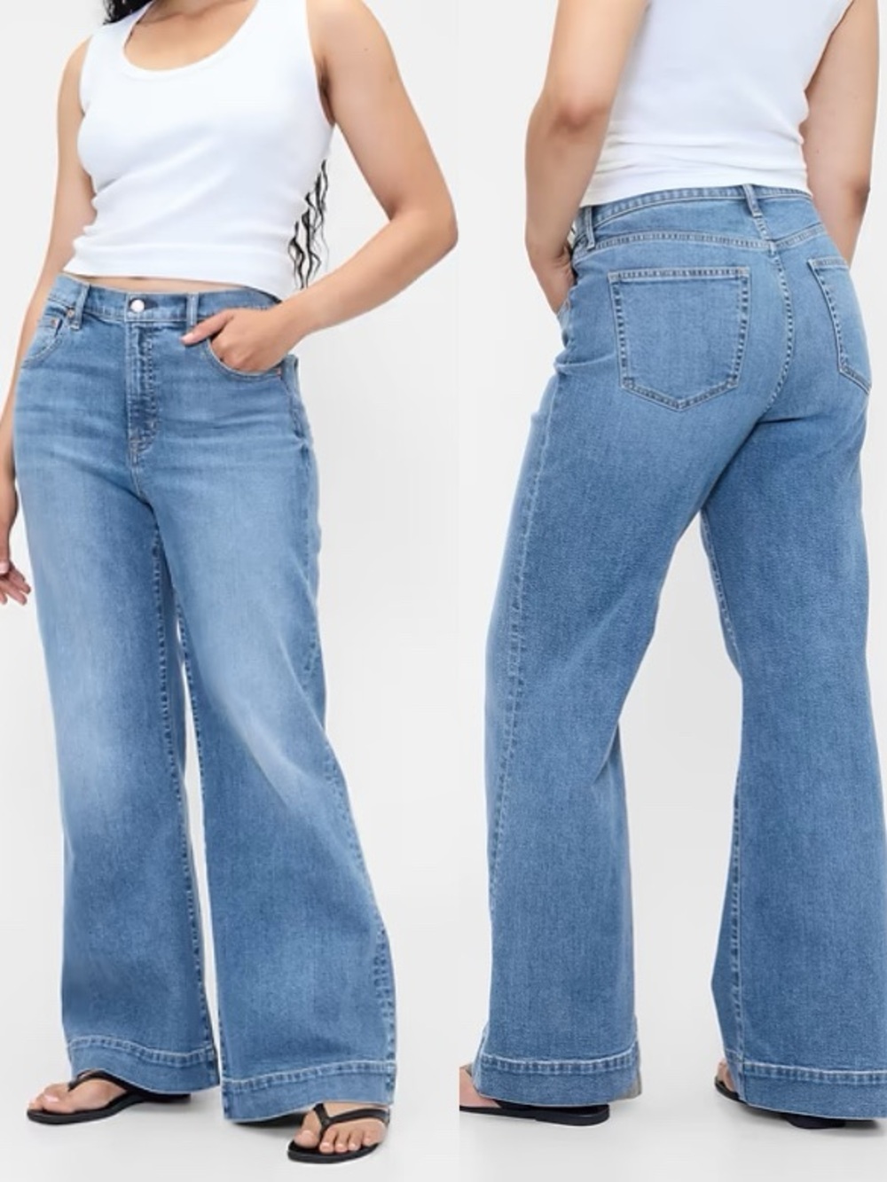 Gap Denim Medium Wash High Rise Wide Leg Flare Jeans Womens 10/30 Reg